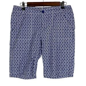 Caribbean Joe Navy Blue‎ Diamond Pattern Bermuda Shorts Women's 6